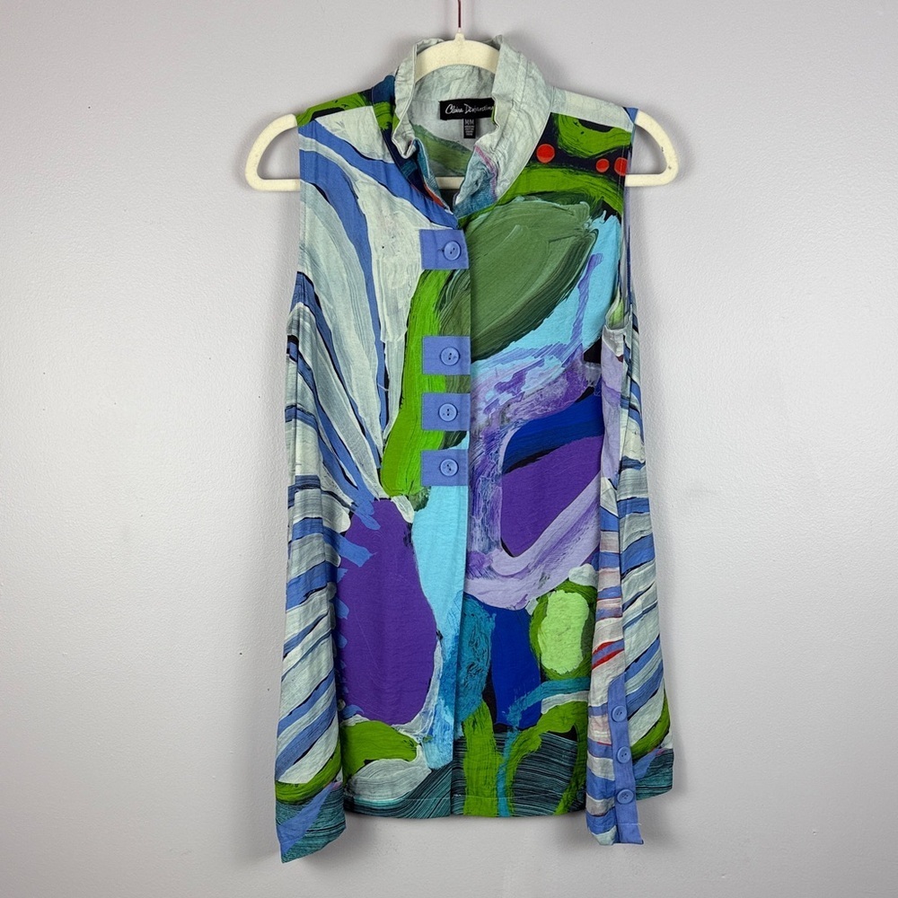 Claire Desjardins Abstract Wearable Art Sleeveless Tunic Top - Size M - Picture 2 of 14